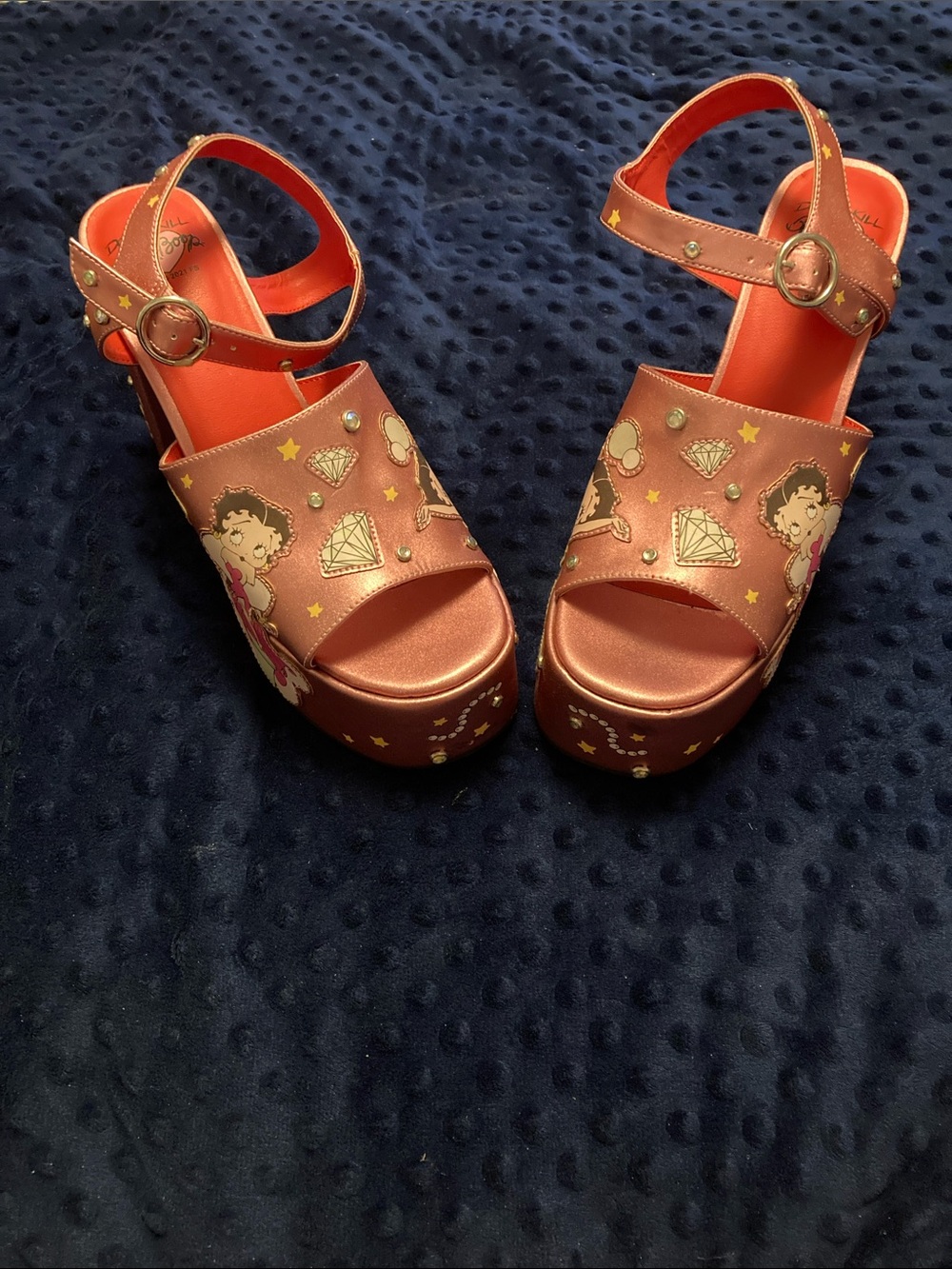 Dolls Kill Metallic Copper Betty Boop Platform Sandals